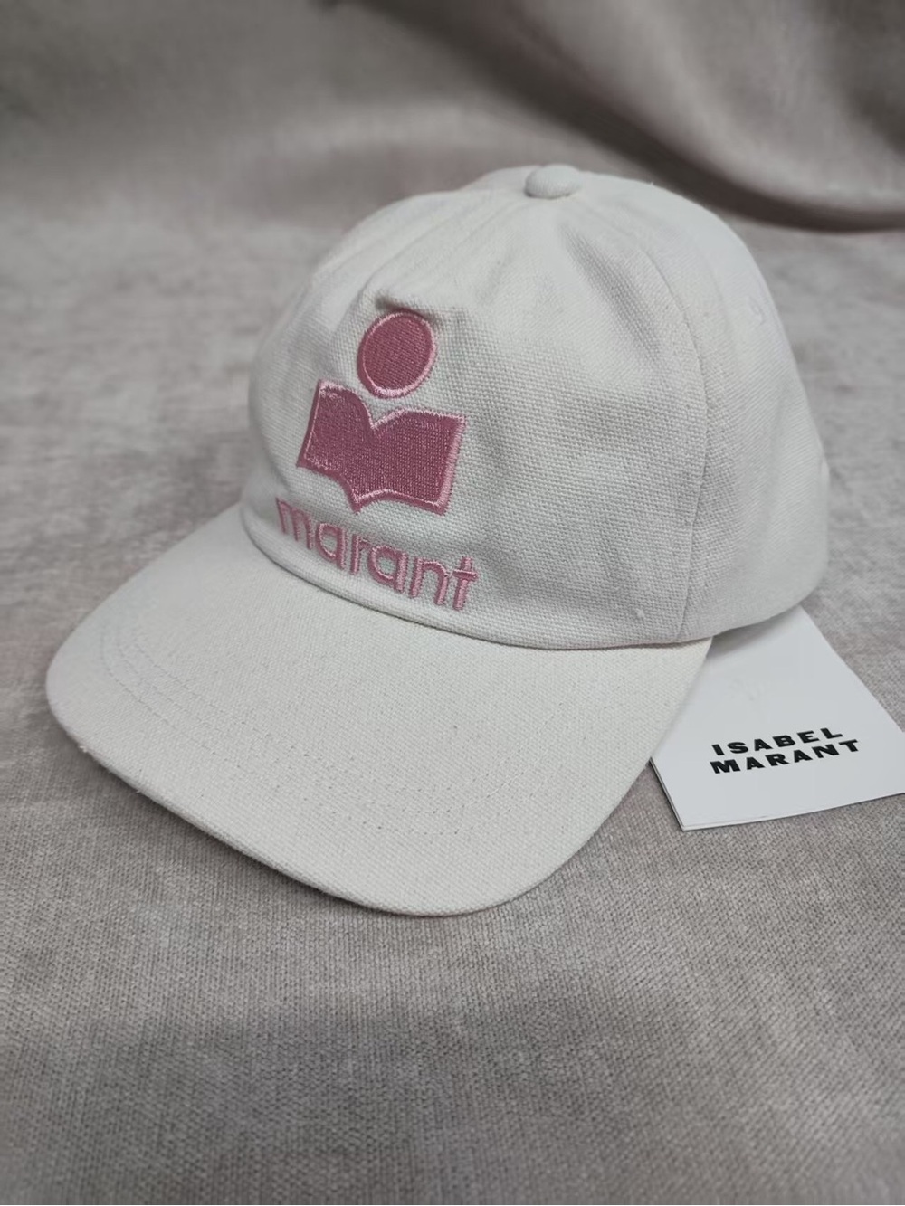 Isabel Marant Off-White Cap with Pink Logo